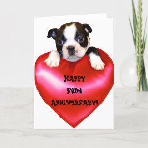Happy 50th Jubileum Boston Terrier Card Kaart
