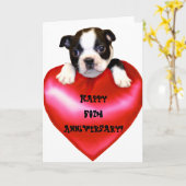 Happy 50th Jubileum Boston Terrier Kaart (Gele Bloem)