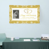 HAPPY 50th JUBILEUM CHAMPAGNE GOLD HEARTS Spandoek (Beurs)