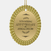 Happy 50th Jubileum Diamonds & Gold Keramisch Ornament (Rechts)