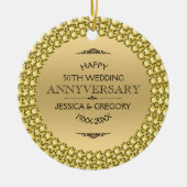 Happy 50th Jubileum Diamonds & Gold Keramisch Ornament (Voorkant)
