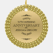Happy 50th Jubileum Diamonds & Gold Keramisch Ornament (Achterkant)