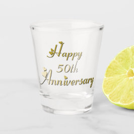 Happy 50th Jubileum Gold Font Shot Glas