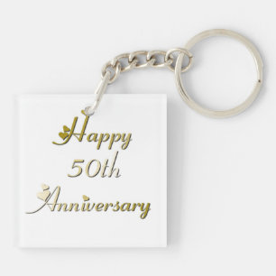 Happy 50th Jubileum Gold Font Sleutelhanger