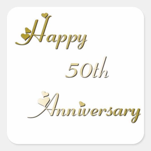 Happy 50th Jubileum Gold Font Vierkante Sticker (Voorkant)