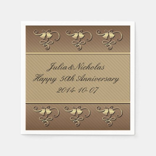 Happy 50th Jubileum Gold-gepersonaliseerd Napkins Servetten (Voorkant)