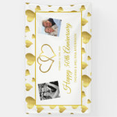 HAPPY 50th JUBILEUM GOLD HEARTS & PHOTOS BANNER (Verticaal)