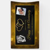 HAPPY 50th JUBILEUM GOLD HEARTS & PHOTOS BANNER (Verticaal)