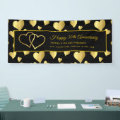 HAPPY 50th JUBILEUM GOLD LINKED HEARTS BANNER (Beurs)
