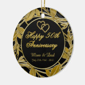 Happy 50th Jubileum Golden Leaves DBL Sided Keramisch Ornament (Links)