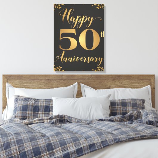 Happy 50th Jubileum Golden Wedding Jublilee Canvas Afdruk (Insitu (Slaapkamer))