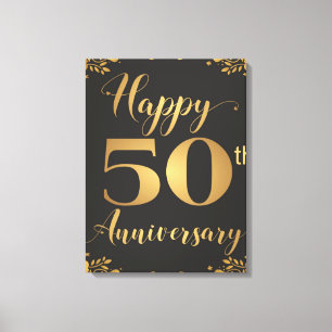 Happy 50th Jubileum Golden Wedding Jublilee Canvas Afdruk
