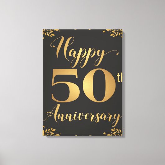 Happy 50th Jubileum Golden Wedding Jublilee Canvas Afdruk (Voorkant)