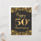 Happy 50th Jubileum Golden Wedding Jublilee Kaart (Voorkant / Achterkant in situ)