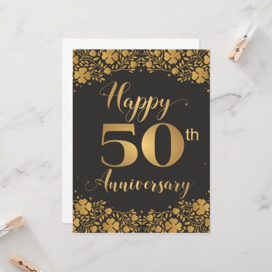 Happy 50th Jubileum Golden Wedding Jublilee Kaart (Voorkant / Achterkant in situ)