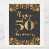 Happy 50th Jubileum Golden Wedding Jublilee Wijn Etiket (Enkel label)