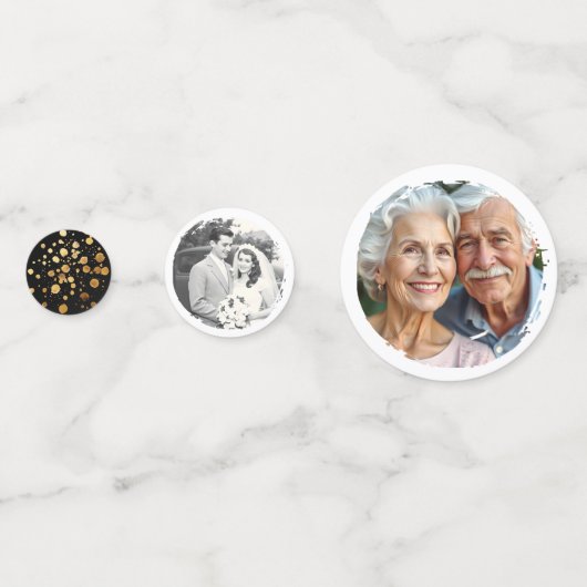 Happy 50th Jubileum Goud en Zwart Gepersonaliseerd Confetti (Voorkanten)