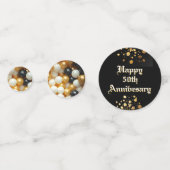 Happy 50th Jubileum Goud en Zwart Gepersonaliseerd Confetti (Achterkanten)