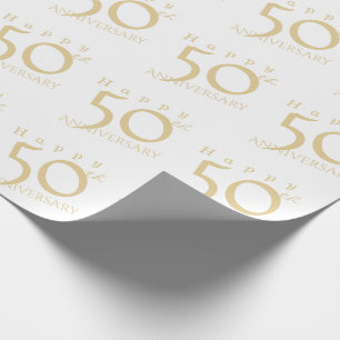 "Happy 50th Jubileum" Matte Pink Gold Cadeaupapier