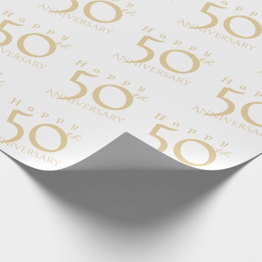 "Happy 50th Jubileum" Matte Pink Gold Cadeaupapier (Hoek)