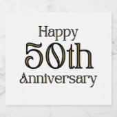 Happy 50th Jubileum Mousserende Wijn Label Set Sparkling Wijnetiket (Enkel label)