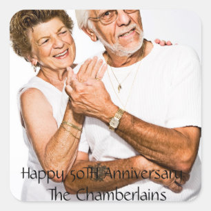 Happy 50TH Jubileum Paar naam Foto Vierkante Sticker
