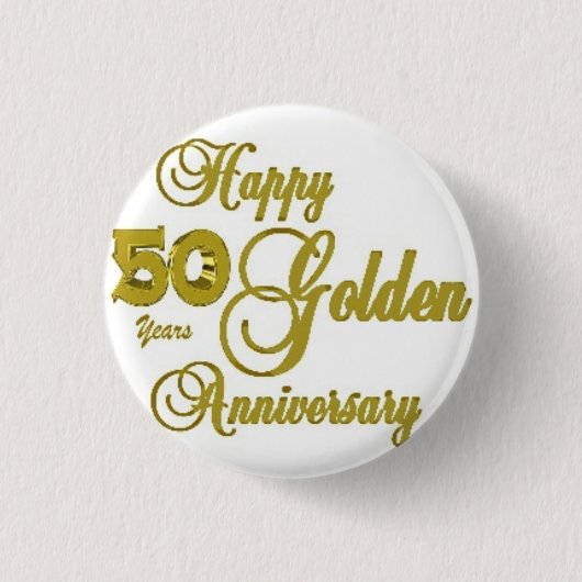 Happy 50th Jubileum Pin Ronde Button 3,2 Cm (Voorkant)