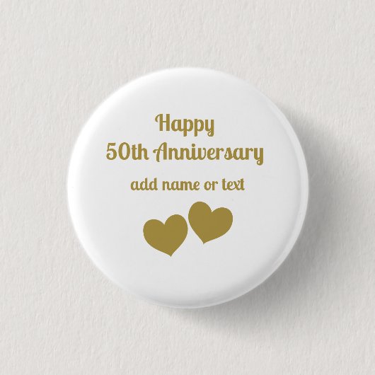 Happy 50th Jubileum Ronde Button 3,2 Cm (Voorkant)