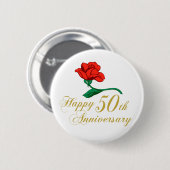 Happy 50th Jubileum Ronde Button 5,7 Cm (Voorkant /achterkant)