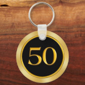 Happy 50th Jubileum voor ideeën, zwart en goud Sleutelhanger (Achterkant)