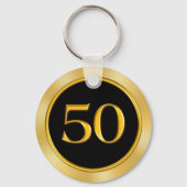 Happy 50th Jubileum voor ideeën, zwart en goud Sleutelhanger (Achterkant)