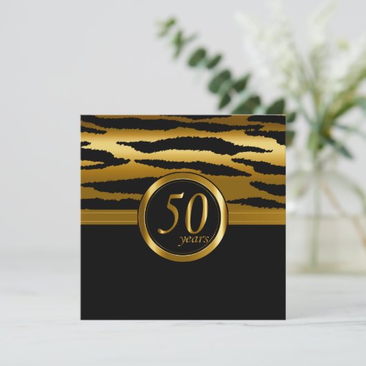 Happy 50th Jubileum Years | Zebra Pattern Kaart (Staand voorkant)