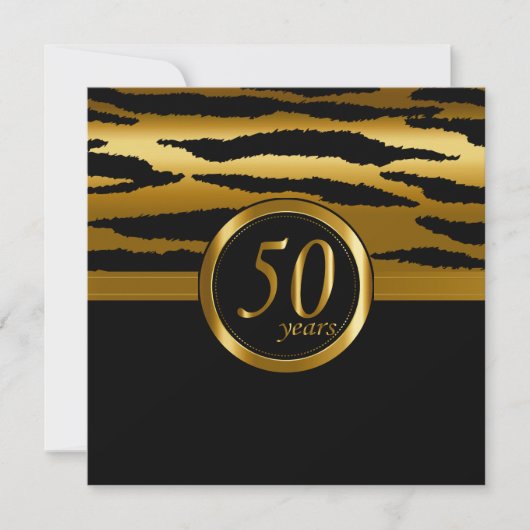 Happy 50th Jubileum Years | Zebra Pattern Kaart (Voorkant)