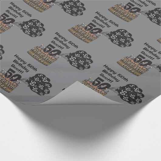 Happy 50th Personalize Birthday Cadeaupapier (Hoek)