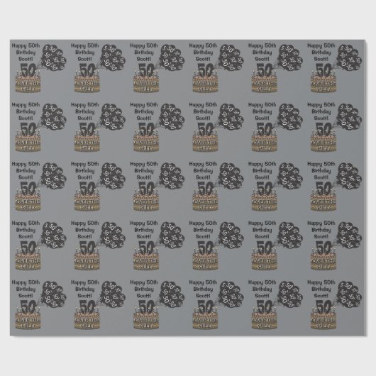 Happy 50th Personalize Birthday Cadeaupapier (Vlak)