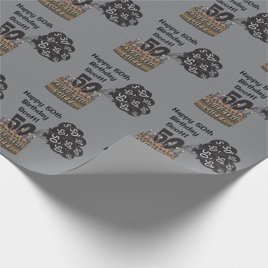 Happy 50th Personalize Birthday Cadeaupapier (Hoek)