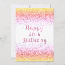 Happy 50th roze Glitter Typography Birthday