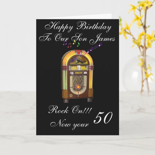 HAPPY 50TH SON WENSKAART KAART (Gele Bloem)