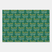 Happy 50th Verjaardag Naam Gold White & Hunter Gre Inpakpapier Vel (Voorkant)