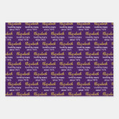 Happy 50th Verjaardag Naam Goud Wit en Paarse Inpakpapier Vel (Voorkant 3)