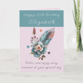 Happy 50th Verjaardag voeg naam bloemengroen toe Kaart (Voorkant)