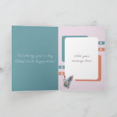 Happy 50th Verjaardag voeg naam bloemengroen toe Kaart (Binnen)