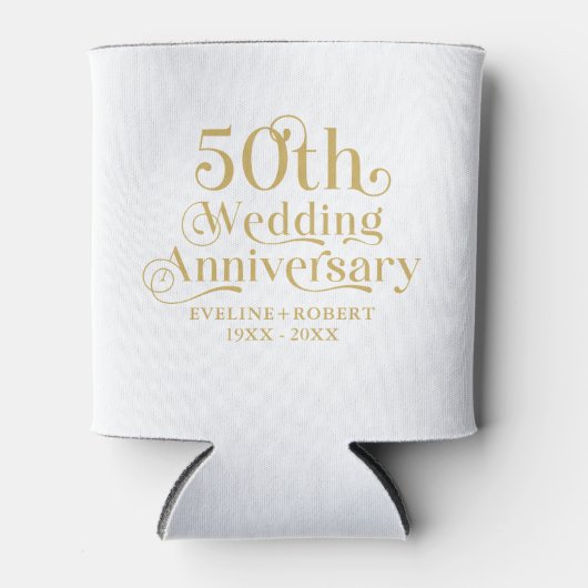Happy 50th Wedding Anniversary Gold Typography Blikjeskoeler (Voorkant)