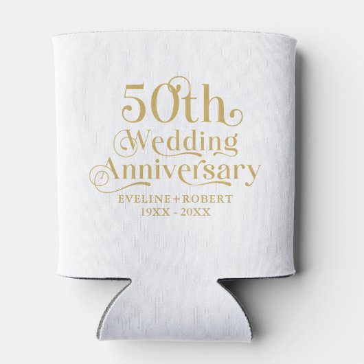 Happy 50th Wedding Anniversary Gold Typography Blikjeskoeler (Achterkant)
