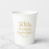Happy 50th Wedding Anniversary Gold Typography Papieren Bekers (Achterkant)