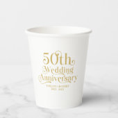 Happy 50th Wedding Anniversary Gold Typography Papieren Bekers (Voorkant)