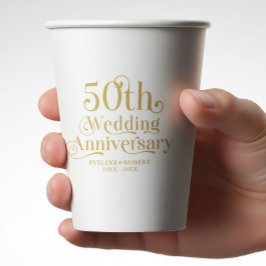 Happy 50th Wedding Anniversary Gold Typography Papieren Bekers
