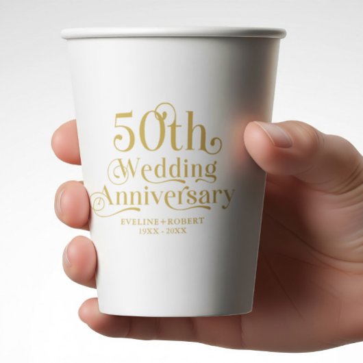 Happy 50th Wedding Anniversary Gold Typography Papieren Bekers