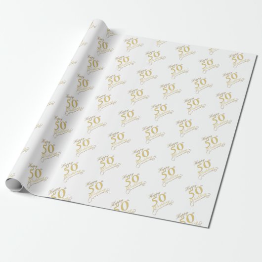"Happy 50th Wedding!" Cadeaupapier (Uitgerold)