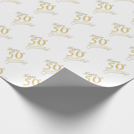 "Happy 50th Wedding!" Cadeaupapier (Hoek)